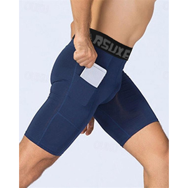  Bărbați Στενό σορτς για τρέξιμο Pantaloni scurți de compresie Pantaloni scurți de yoga Pantaloni scurți din spandex cu telefon Buzunar Talie Înaltă Strat de baza De Atletism Vară Primăvară Spandex