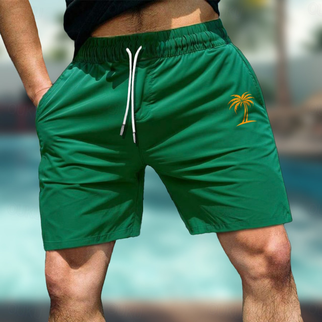  Men's Coconut Tree Colorful Swimming Trunks Board Shorts Swim Shorts Mid Waist Hawaiian Casual Holiday Beach Drawstring with Mesh lining Elastic Waist Designer Clothing Apparel