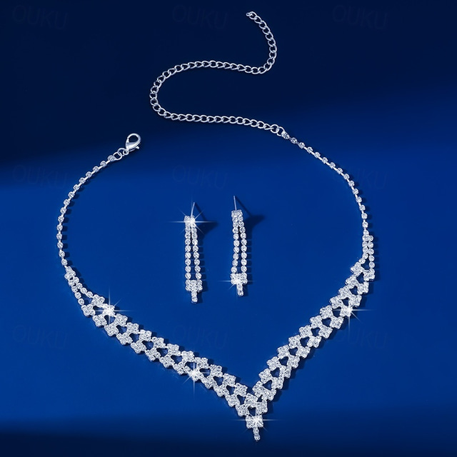  Jewelry Set 3pcs Alloy Earrings Necklace Women's Elegant Fashion Cute Geometrical Geometric Jewelry Set For Wedding Party Anniversary