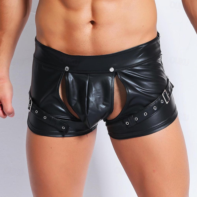  Dance Costumes Exotic Dancewear Pole dance Shorts Hollow-out Pure Color Splicing Women's Performance Training High PU