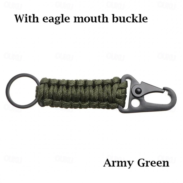  Outdoor Keychain with Camping Hook, Military Paracord, Camping Survival Kit, Emergency Knotting Bottle Opener Tool, Mountaineering Emergency Paracord, Eagle Beak Buckle Braided Keychain Hook