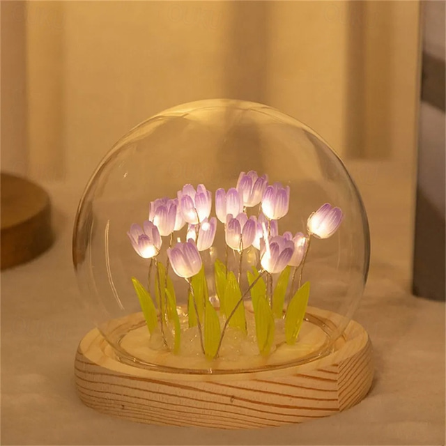 konstgjord tulpan blomma nattlampa handgjorda diy sänglampa led nattlampa sovrumsinredning jul födelsedagspresenter bordslampa
