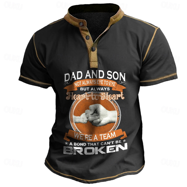  Koszulki Papa Graficzne Litery Retro Vintage Casual Męska Koszulka 3D Druk Koszulka Henley Koszulka Tata Sporty Na Zewnątrz Codzienna Odzież Wakacyjna Koszulka Krótkie Rękawy Henley Wiosenna i Letnia