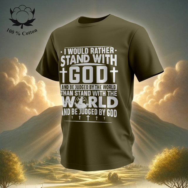  Men's Quotes & Sayings Cross Letter Print T Shirt Tee Top 100% Cotton Short Sleeve Graphic Shirt Wine Red #2 Black Army Green Comfortable Tee Street Sports Outdoor Fashion Designer Clothing