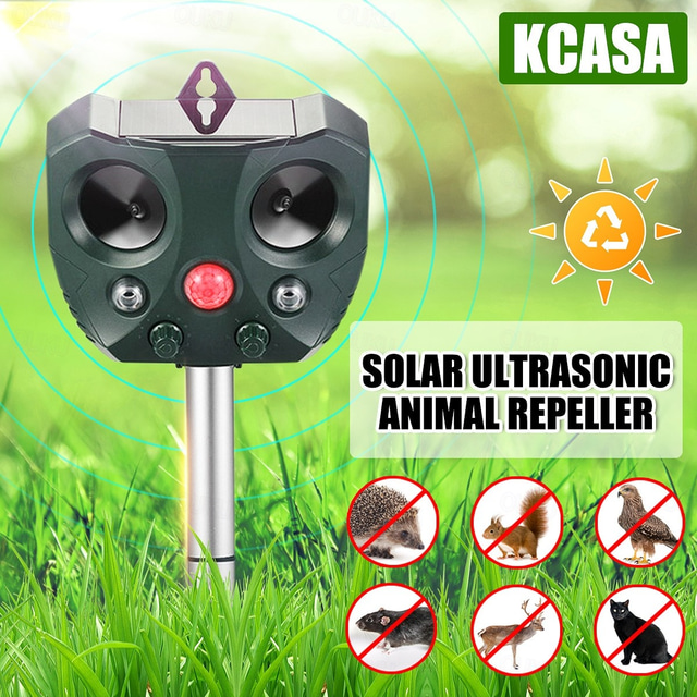 Repellente Per Gatti a Ultrasuoni Per Giardino, Repellente Per Talpe e Gatti Con Ultrasuoni e Flash Led Ricarica Usb Solare Repellente Per Animali Per Volpe, Gatti, Cani, Scoiattoli