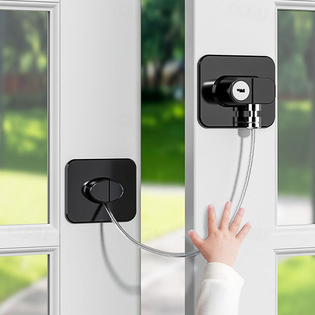 Cerradura de seguridad para niños y bebés, cerradura de puerta con cable de seguridad para apertura de refrigerador y ventana, protector de seguridad para niños