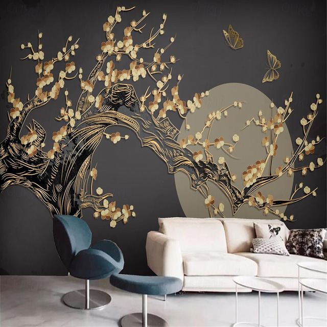  Cool Wallpapers Bluer Flowers Wallpaper Wall Mural Wall Covering Sticker Peel and Stick Removable PVC/Vinyl Material Self Adhesive/Adhesive Required Wall Decor for Living Room Kitchen Bathroom