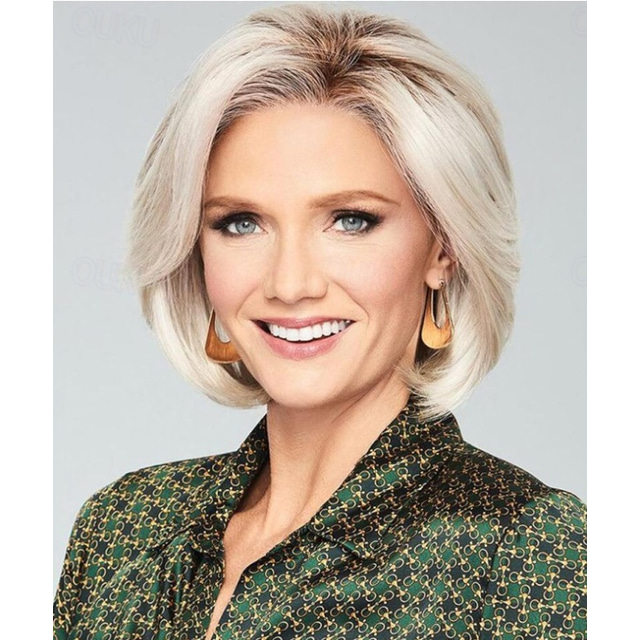  Short Pixie Wigs for Women Layered Synthetic Wig With Bangs Wig Short Synthetic Hair Brown Blonde Dark Brown Ombre Blonde