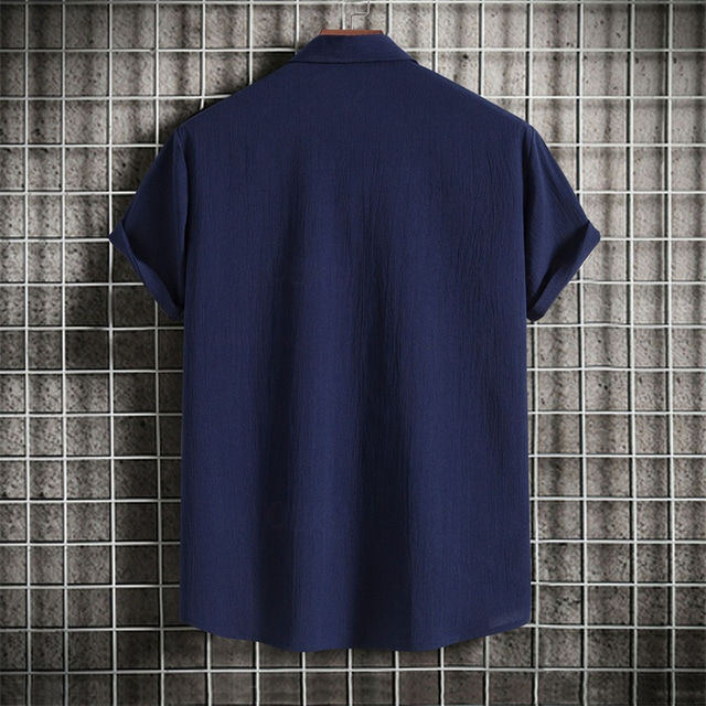  Homme Chemise Chemise en lin Chemise Décontractée Chemise en coton Uni Vacances Rue Noir Blanche Rose Claire Vin Manche Courte Col Rabattu Été Vêtement Tenue Boutonné