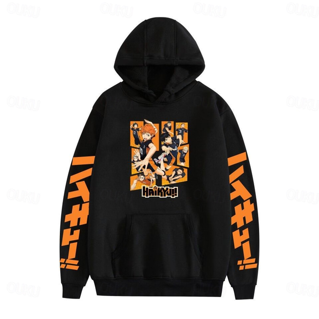  Haikyuu Hoodie Cartoon Back To School Anime Front Pocket Graphic For Couple's Men's Women's Adults' Masquerade Back To School Hot Stamping Casual Daily