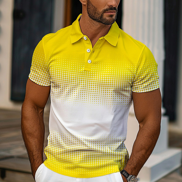  Bărbați Buline Tricouri polo Cămașă de golf Manșon scurt Tricouri de polo Cămăși cu guler Îmbrăcăminte de vacanță Îmbrăcăminte formală Îmbrăcăminte de festival Nasturi Imprimare 3D Primavara vara