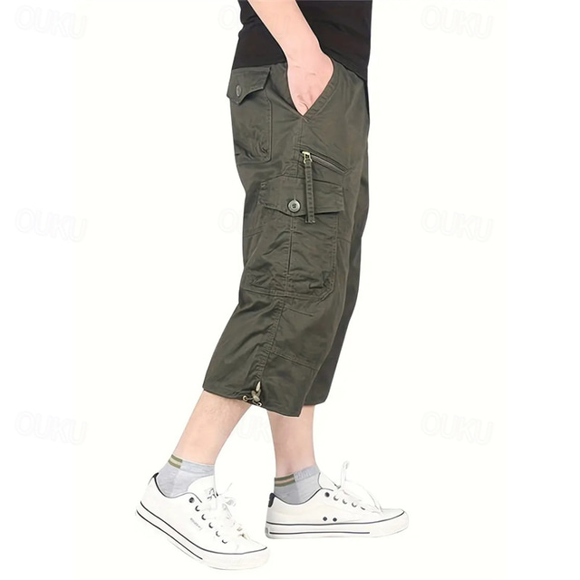  Men's Tactical Shorts Cargo Shorts Shorts Hiking Shorts Buttons Multi Pocket Plain Wearable Short Outdoor Daily Going out Fashion Classic Black Army Green