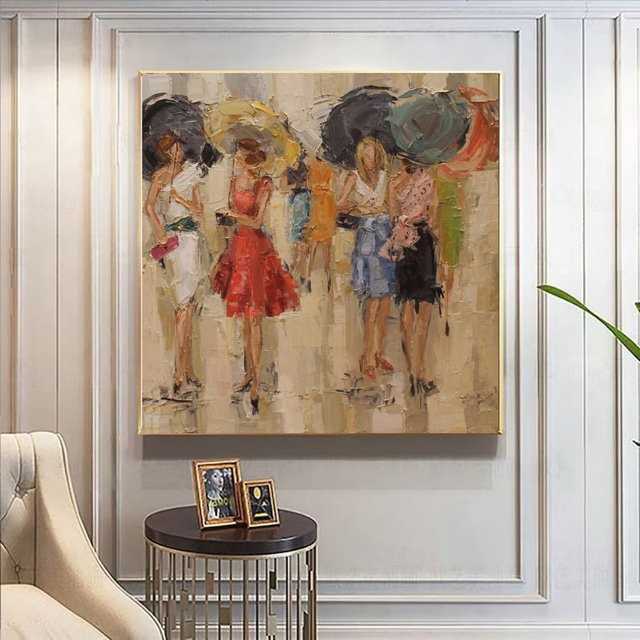  Handmade Oil Painting Canvas Wall Art Decoration Modern Abstract Figure Street fashion Woman for Home Decor Rolled Frameless Unstretched Painting