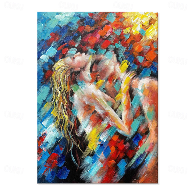 Handmade Oil Painting Canvas Wall Art Decoration Abstract Colorful Lovers Nude Figure for Home Decor Rolled Frameless Unstretched Painting