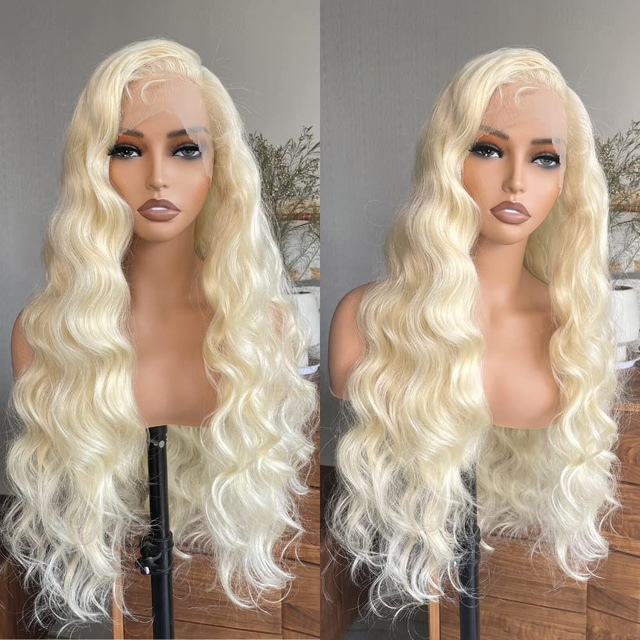  613 Lace Front Wig Human Hair 13x4 Transparent 613 HD Blonde Body Wave Lace Front Wigs Human Hair Pre Plucked with Baby Hair 180% Density Brazilian Wigs for Women