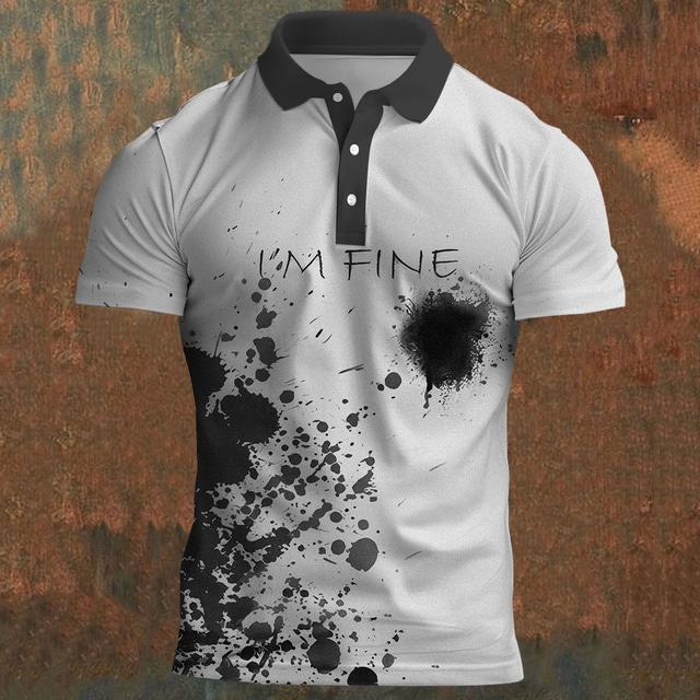  Męskie Koszulki polo Koszula golfowa Krótki rękaw Koszulki polo Koszule z kołnierzykiem Codzienny Przerażenie Streetwear Ubrania festiwalowe Stroje na imprezę Guziki Druk 3D Lato Wiosna Jesień Czarny