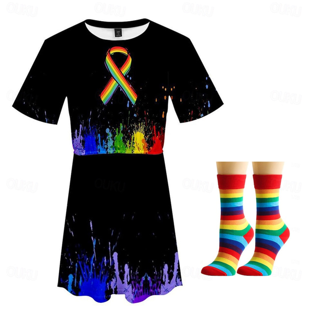  Gay Pride Rainbow Flag LGBT LGBTQ Dress Socks Rainbow 3D Graphic For Women's Adults' Carnival 3D Print Pride Parade Pride Month