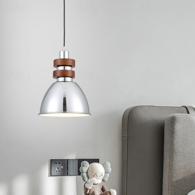  LED Pendant Light Warm White 16/17cm 1-Light Industrial Metal Adjustable Ceiling Hanging Light Electroplated Modern Living Room Bedroom 110-240V