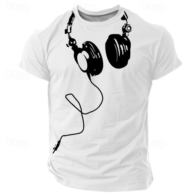  Bărbați Grafic Headset Tricou Tricou Tipărire 3D Stil Nautic Cămașă Modă Zilnic Simplu Sport exterior Concediu Vacanță Albastru Deschis Negru Alb Vară Primăvară Îmbrăcăminte S M L XL XXL XXXL