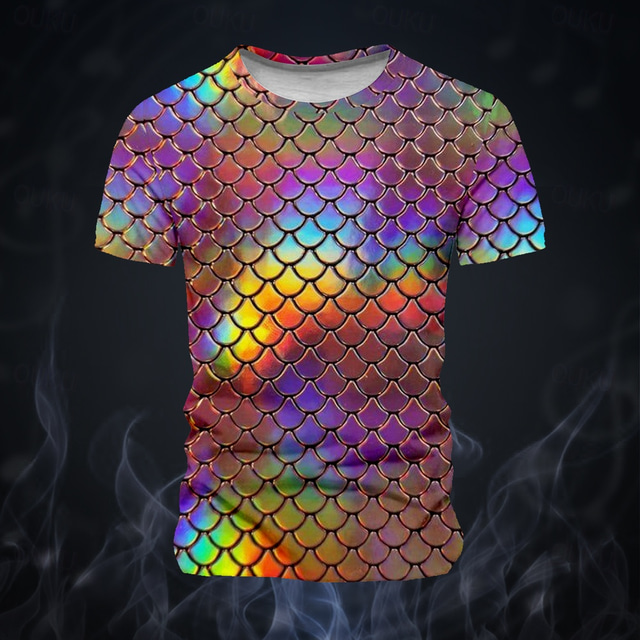  Homme Balance Holographique T shirt Manche Courte T-shirt 3D effet Col Ras du Cou Chemise Mode Exagéré Marrant Plein Air Sport extérieur Arc-en-ciel Eté Printemps Vêtement Tenue S M L XL XXL XXXL