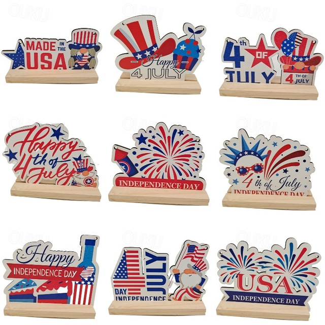  American Independence Day Wooden Ornaments Set, Room Door Hanger, Christmas Decorations, National Day Wooden Home Decor