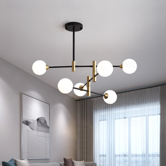  led függőlámpa üveg 88cm 4 fej/6 fej varázsbab alakú csillár világítás nordic hálószoba nappali 110-240v