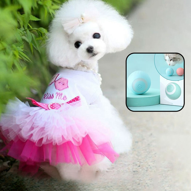  Dog Cat Dress Cute Casual Breathable Soft Washable Comfortable Outdoor Casual Daily Dog Clothing for Bichon Frise Pomeranian Baby Pet Papillon Small