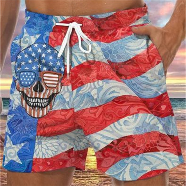  Independence Day July 4 USA Flag Sportswear Beach Shorts USA Flag Harajuku Graphic Kawaii For Men's Adults' Masquerade 4th of July 3D Print Festival