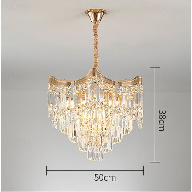  led kroonluchter 50/65cm 9/12 kop lamp niet inbegrepen gegalvaniseerde afwerking kristal metaal moderne eigentijdse stijl slaapkamer eetkamer mini hanger 110-240v