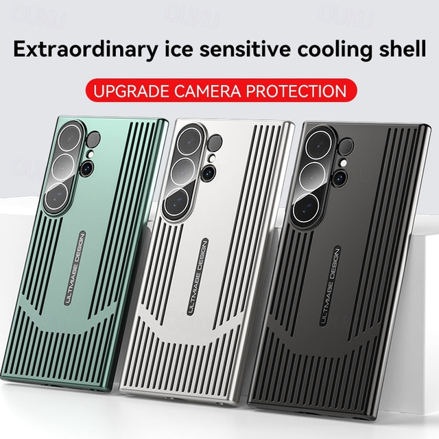  Phone Case For Samsung Galaxy S24 Ultra S23 Ultra Back Cover Camera Lens Protector Shockproof Armor Plating PC