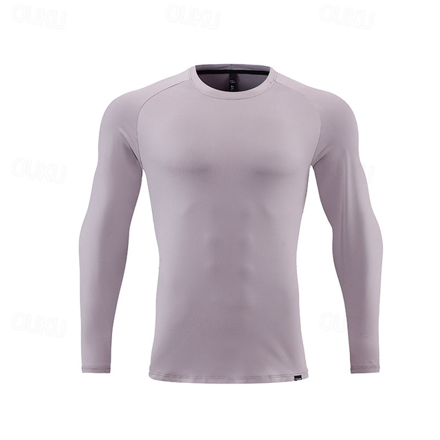  男性用 ランニングＴシャツ 長袖 Tシャツ カジュアル アスレイジャー 高通気性 速乾性 ソフト ジムトレーニング ランニング ウォーキング スポーツウェア アクティブウェア ソリッド ダークグレー ブラック ホワイト