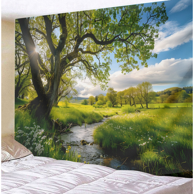  Countryside Trees Landscape Hanging Tapestry Wall Art Large Tapestry Mural Decor Photograph Backdrop Blanket Curtain Home Bedroom Living Room Decoration
