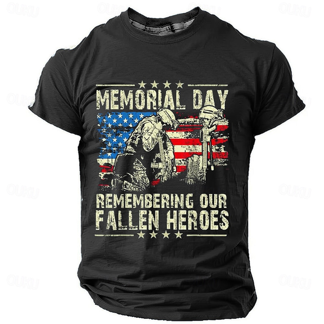  Veterans Day Men's Patriot Patriotic Veteran American US Flag Soldier T shirt Short Sleeve T shirt 3D Print Crew Neck Shirt Sports Fashion Street Sports Outdoor Black Blue Gray Summer Spring