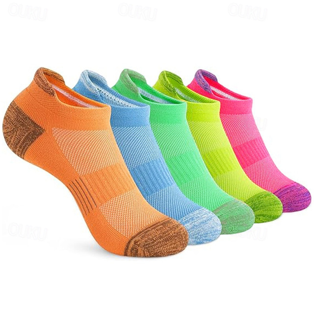  Men's 5 Pack Multi Packs Socks Ankle Socks Low Cut Socks Running Socks Casual Socks Black White Color Plain Sports & Outdoor Daily Vacation Basic Medium Spring Fall Fashion Casual