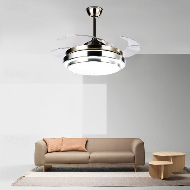  LED-Deckenventilatoren 108 cm 1-flammig dimmbar galvanisierte/lackierte Oberflächen Metall Acryl modern nordischer Stil Schlafzimmer Esszimmer nur dimmbar mit Fernbedienung