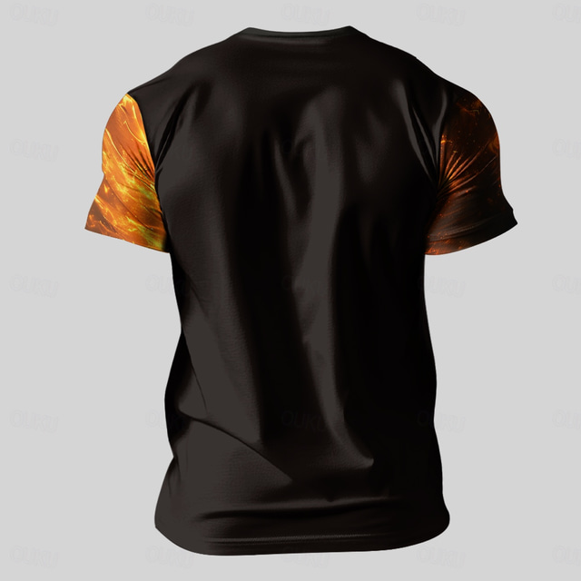  Men's Graphic Animal Flame Eagle Mars T shirt Short Sleeve T shirt 3D Print Crew Neck Shirt Fashion Designer Athleisure Street Sports Outdoor Black Summer Spring Clothing Apparel S M L XL XXL XXXL