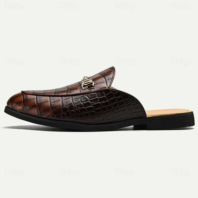  Men's Clogs & Mules PU Leather Comfortable Slip Resistant Loafer Black Brown