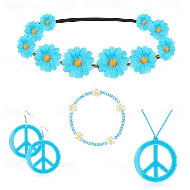  Retro / vintage 60-talet 70-talet Tillbehör set Hippie Dam Karnival Maskerad Fest / afton Prideparad Pride månad Vuxna Huvudbonad Örhänge Slips Vår & sommar