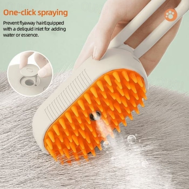 Cat Steam Brush, 3 in 1 Pet Hair Removal Comb, Pet Steam Brush for Dogs