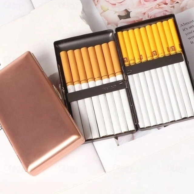  cigarettfodral i metall, lätt och bärbar, tryckbeständig, rymmer 20 cigaretter