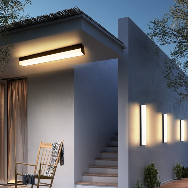  Long Wall Lamp 30/48/60/90cm Modern LED Lights, Warm White Waterproof Acrylic Sconce Lantern for Living Room, Bathroom, Garage, Patio