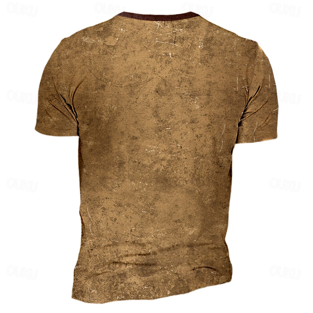  Herren Schiff Ruder T Shirt Kurzarm 3D-Druck Modisch Retro Vintage Athleisure Strasse Sports Outdoor Sommer Frühling Braun Rundhalsausschnitt Henley T-Shirt