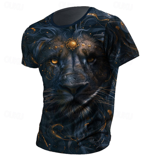  Men's Animal Tiger T shirt T shirt 3D Print Crew Neck Shirt Fashion Designer Athleisure Street Sports Outdoor Black 1 Black 2 Summer Spring Clothing Apparel S M L XL XXL XXXL
