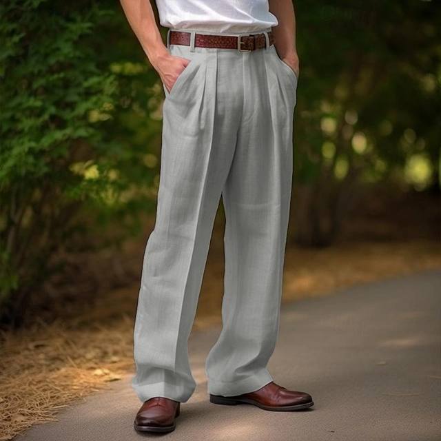 Herren Gerade Leinenhose