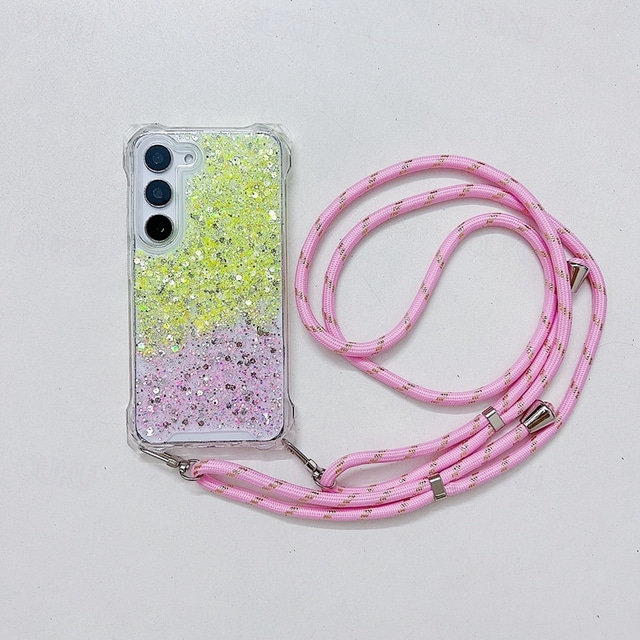  Phone Case For Samsung Galaxy S24 S24 Ultra Plus S23 Ultra Plus S23 S22 S22 Ultra S21 FE A55 A35 A25 A15 5G A54 A34 A14 Back Cover with Lanyard Bling Glitter Shiny Shockproof Color Gradient TPU