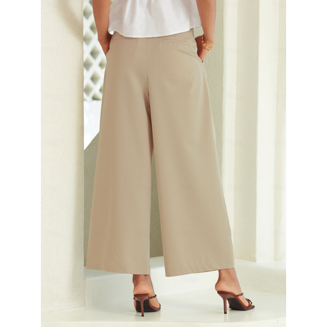  Women's Casual Khaki Straight Office Business Pants  with Pockets