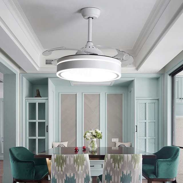  LED Ceiling Fans 108cm 1-Light Dimmable Painted Finishes Metal Acrylic  Modern Nordic Style Bedroom Dining room ONLY DIMMABLE WITH REMOTE CONTROL