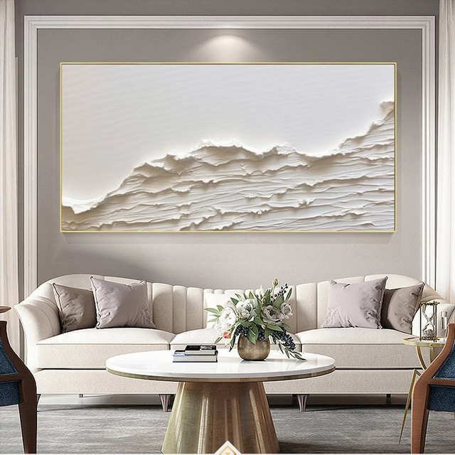  Oversized Seaswaves white Textured Painting handmade  Clouds Abstract Painting Extra Large Wall Art pattle knife wave painting seascape painting Hand-painted Acrylic Minimalist Paintings