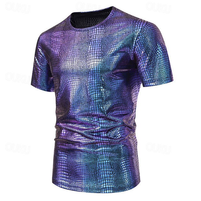  Men's T Shirt Tee Short Sleeve Shirt Tee Top Short Sleeve Crew Neck Spring & Summer Geometic Fashion Designer Basic Vacation Street Going out Silver Black Purple Top Tee for Men