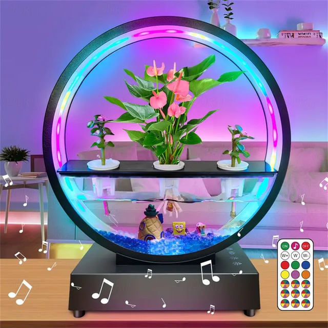  1pc luce per la crescita delle piante a led con altoparlante bt, acquario, lampada decorativa per paesaggi acquatici, ornamento da tavolo adatto per la decorazione del ristorante della camera da letto